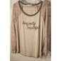 Maurices Perfectly Imperfect Graphic Top XL Lace Raglan Long Sleeve Tan