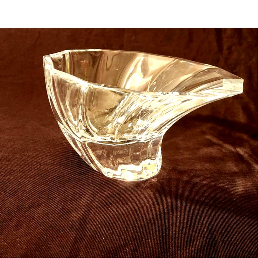 Badash Crystal Heavy Freeform Studio Glass Bowl Seeded Bubble Rim 8 Inch