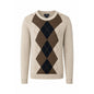 Dockers Mens XL Argyle V-Neck Sweater Cream Beige Navy Blue Pullover