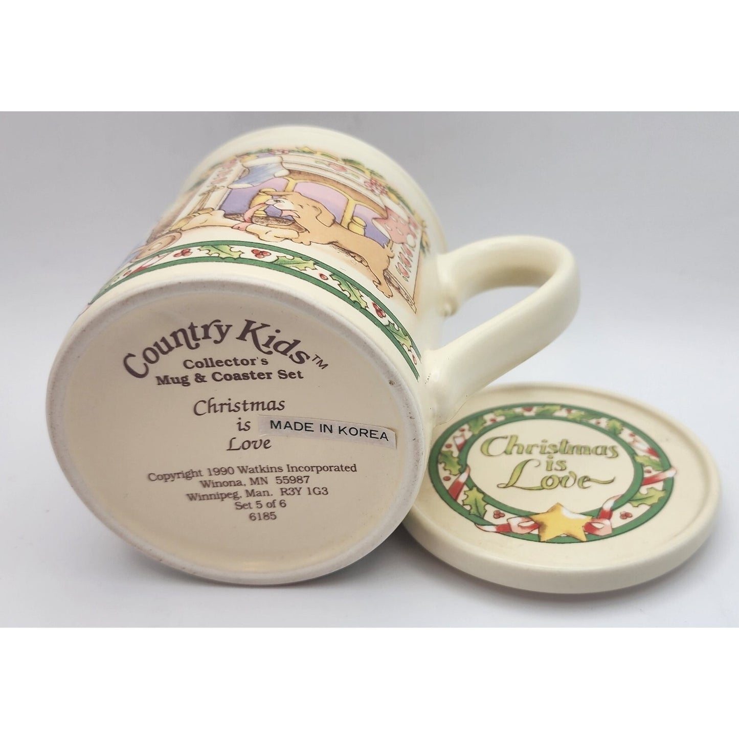 Vintage 1990s - Watkins Country Kids Coffee Cup - (Christmas Is Love)