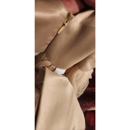 KaQinini Girls Champagne Tulle & Satin Formal Dress - Back Bow - Size 12Y - New