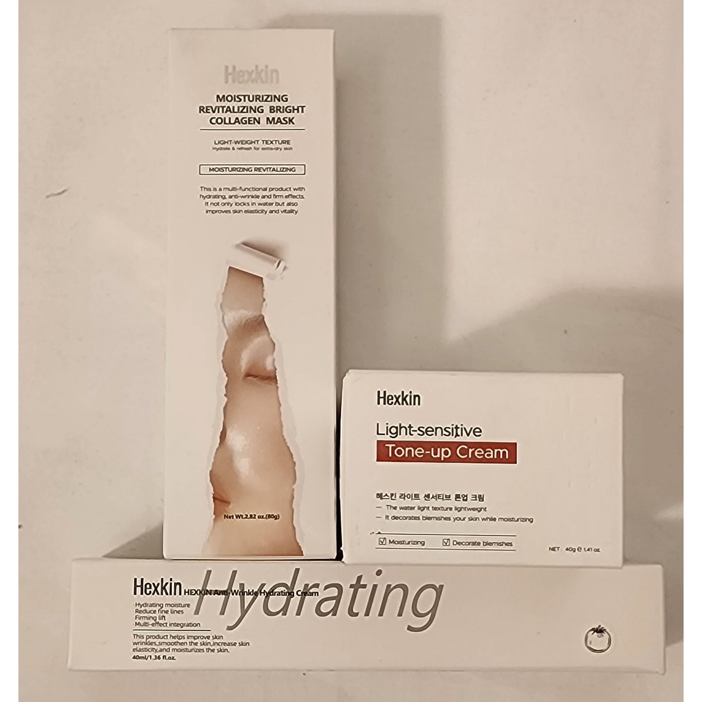Hexkin 3‑Piece Skincare Set – Collagen Mask, Tone‑Up Cream, Anti‑Wrinkle – NEW