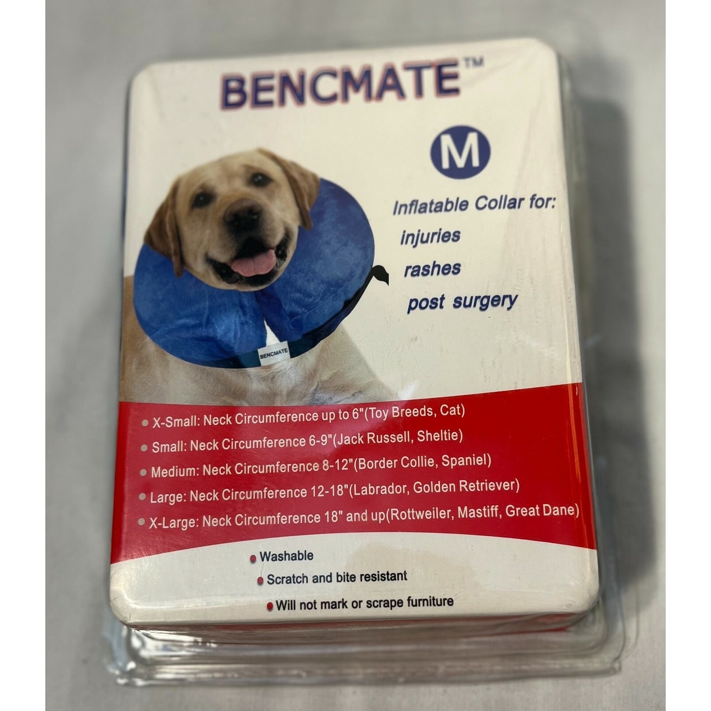 Bencmate - Inflatable Collar for Dogs - Size Medium Blue - Border Collie/Spaniel