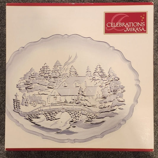 Celebrations by Mikasa Winter Wonderland 14 Oval Platter Clear Glass WY007 315