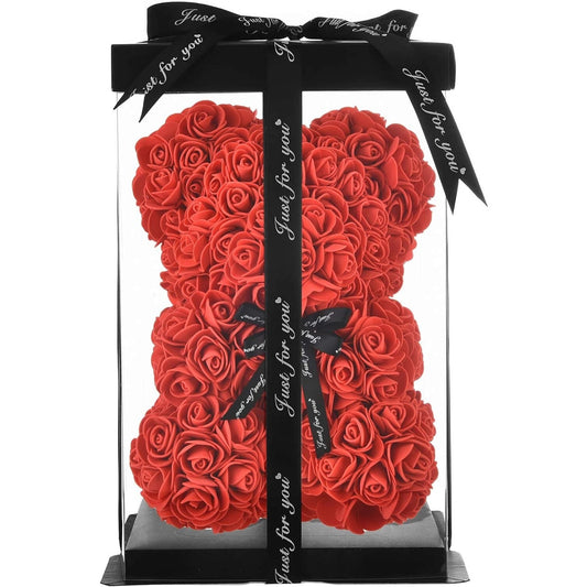 Always -and- Forever Flower Bear - Red - Valentine, Birthday & Anniversary Gift