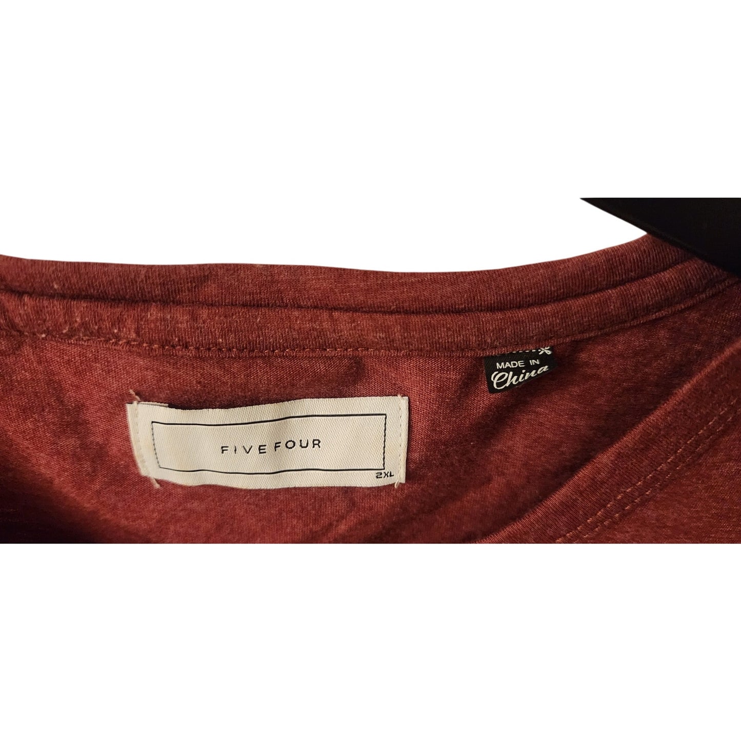 Five Four Henley Shirt 2XL Maroon Short Sleeve Casual Tee