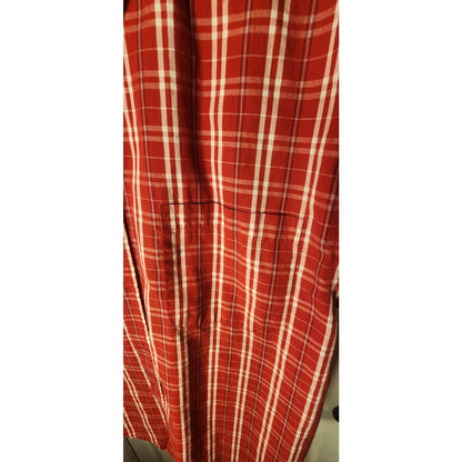 Puritan Mens Short Sleeve Button Down Shirt Size L 42 44 Red White Plaid