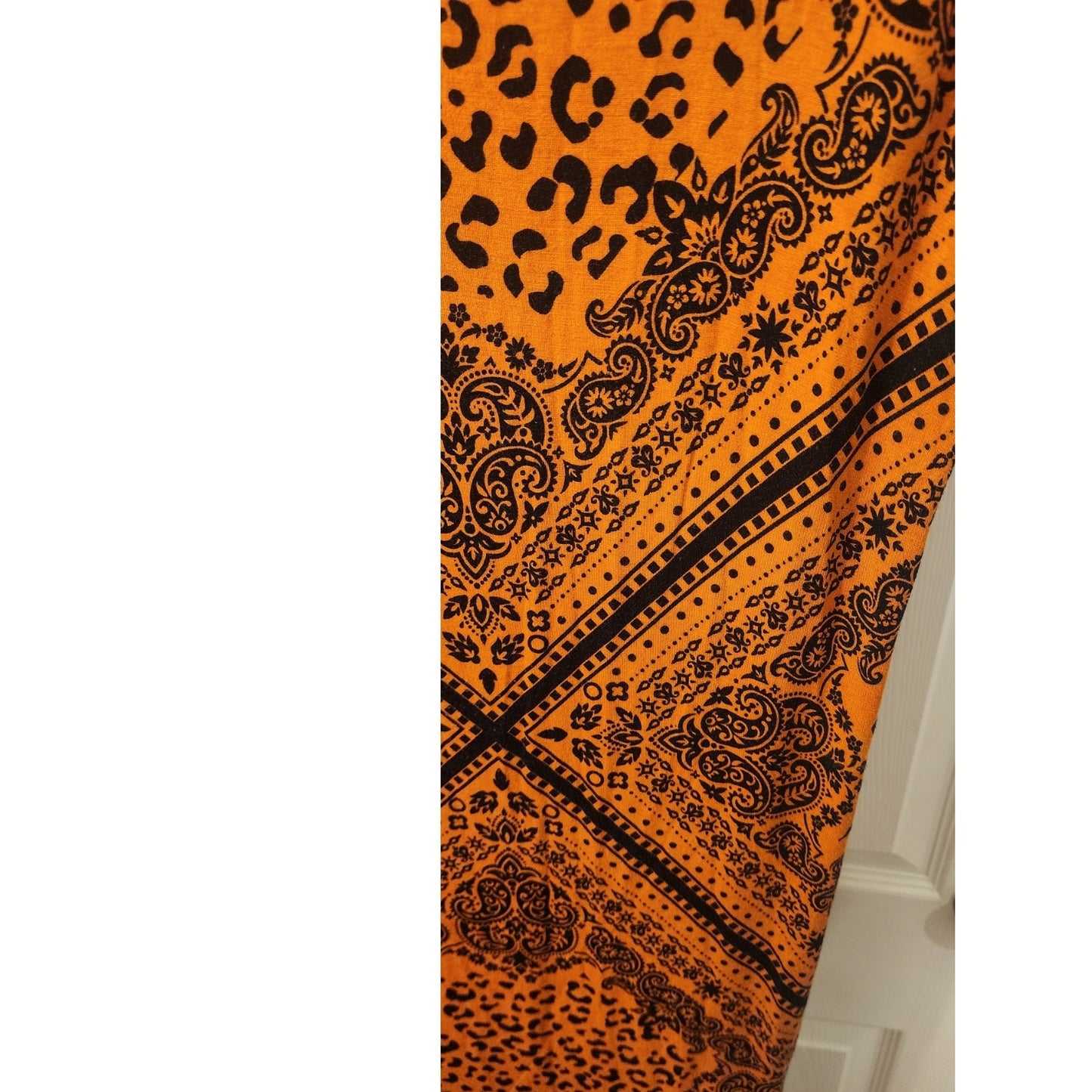LuLaRoe Ana Maxi Dress XL Orange Black Animal Leopard Print Short Sleeve Knit