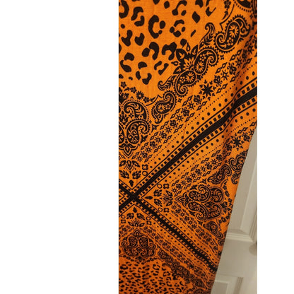 LuLaRoe Ana Maxi Dress XL Orange Black Animal Leopard Print Short Sleeve Knit