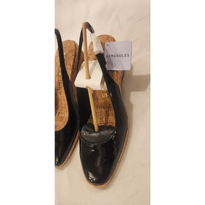 Aerosoles Aria Black Patent Slingback Wedge 11M NIB Comfort Shoes