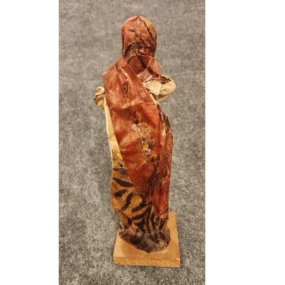Vintage Handmade Mexican Folk Art Paper Mache Woman Pottery Jug Figurine 12"