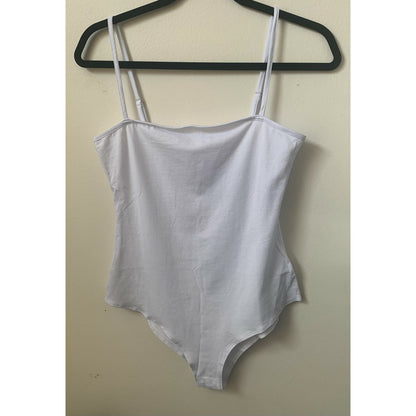 MANGDIUP Women's Square Neck Backless Camisole Adjustable, White, Size Small