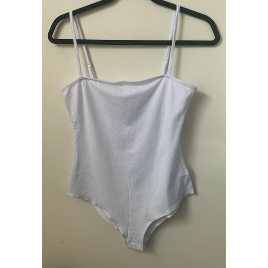 MANGDIUP Women's Square Neck Backless Camisole Adjustable, White, Size Small