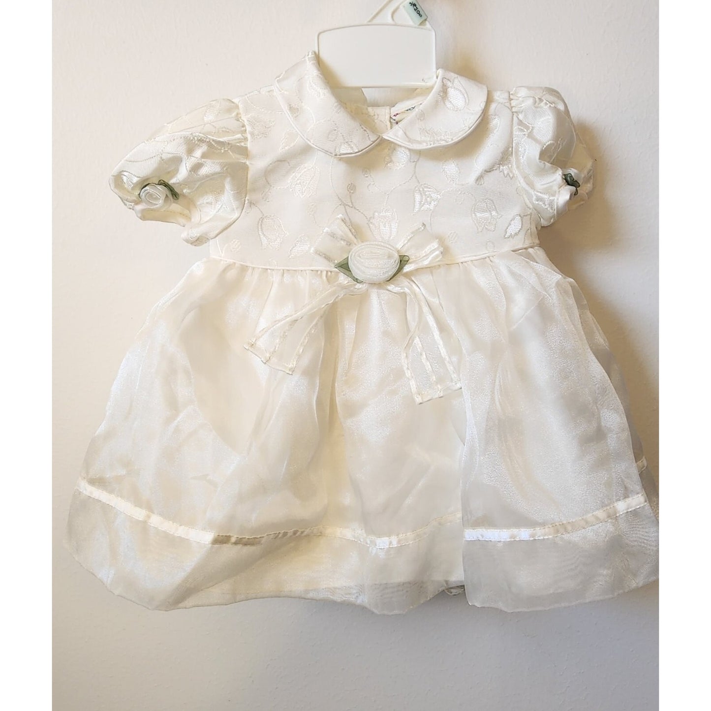 Vintage - Off White Baby Togs Girls Dress w/shoes - 3-6 Mo - Party/Formal
