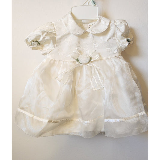 Vintage - Off White Baby Togs Girls Dress w/shoes - 3-6 Mo - Party/Formal