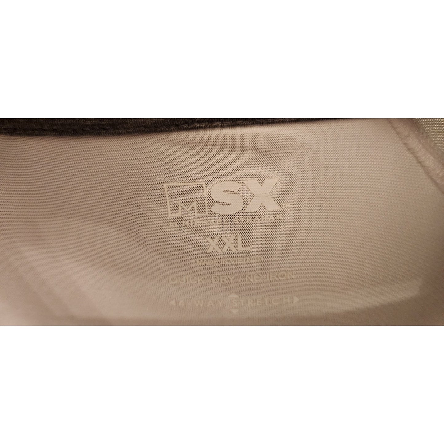 MSX Michael Strahan Mens XXL Quick Dry No Iron Golf Polo Shirt White Gray