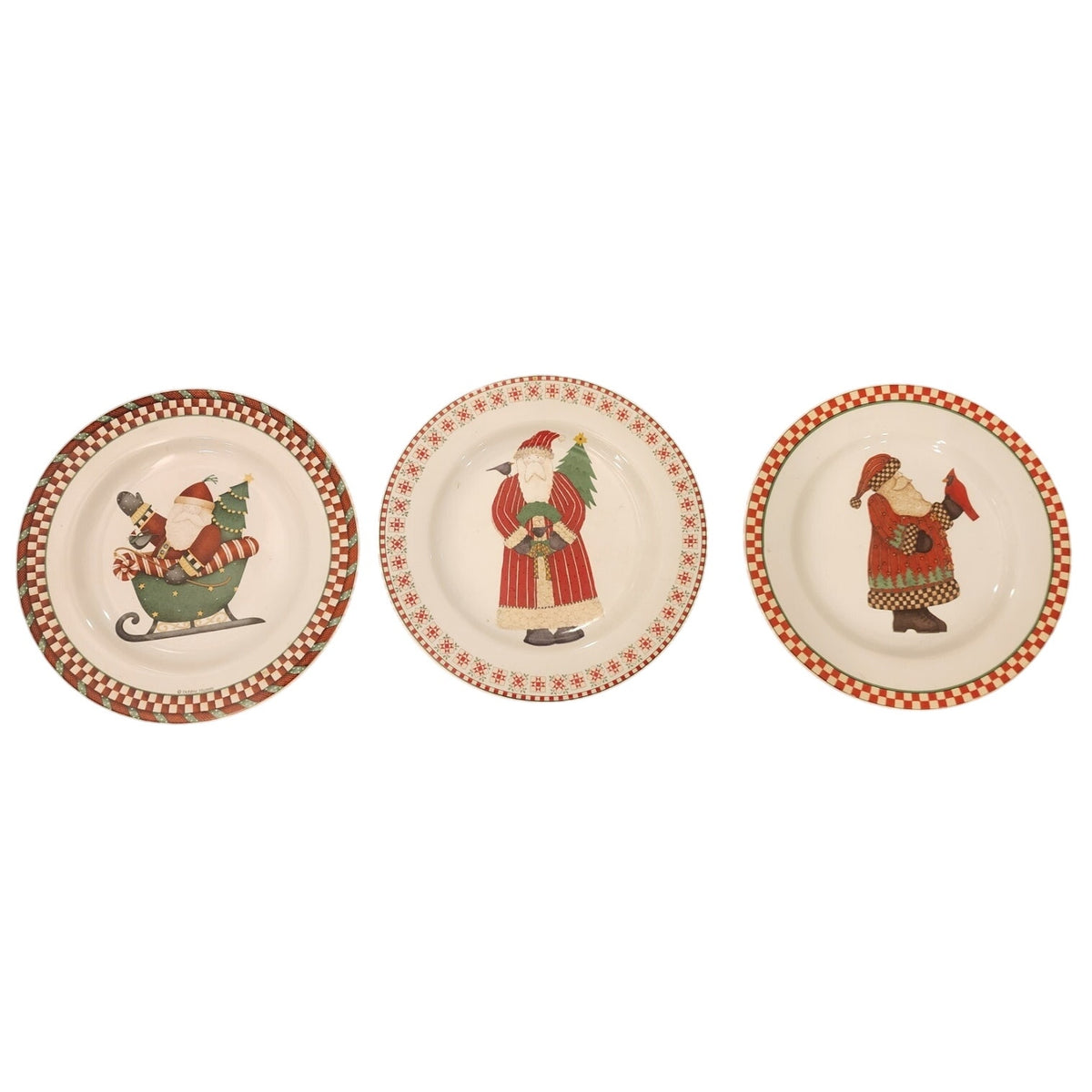 Sakura Debbie Mumm Santa Christmas Plate Lot of 3 Vintage 1998 2001 Holiday Set