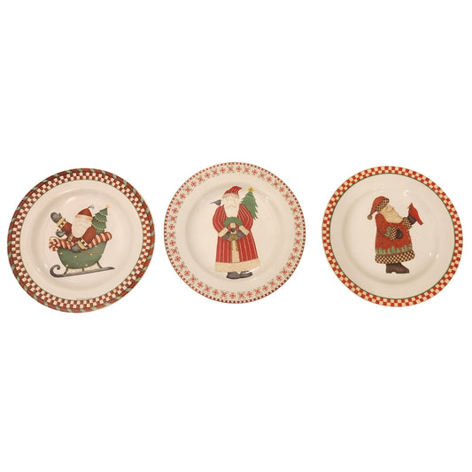 Sakura Debbie Mumm Santa Christmas Plate Lot of 3 Vintage 1998 2001 Holiday Set