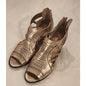 Bella Vita Kortez Gold Metallic Laser Cut Block Heel Sandals Women's 7.5M
