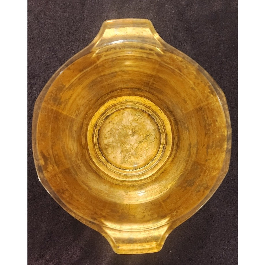 Leslie Roy Designs Gold Leaf Bowl Handmade Italy – Signed – 9" Handles – Heavy