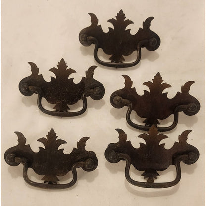 Vintage Brass‑Style Drawer Pulls – Set of 5 – Ornate Hardware w/ Screws