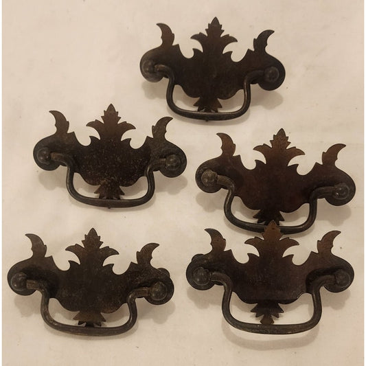 Vintage Brass‑Style Drawer Pulls – Set of 5 – Ornate Hardware w/ Screws