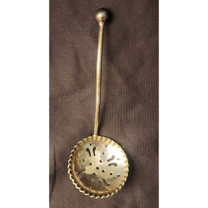 Antique Brass Tea Strainer Sifter Pierced Star Pattern Turn of Century Patina