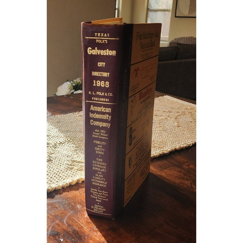 1968 Galveston Texas Polk City Directory Vintage Genealogy Local History Book