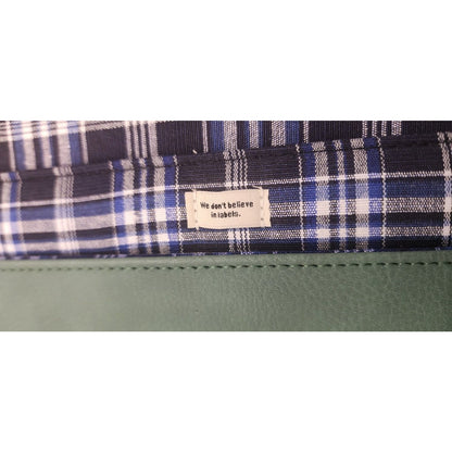 Green & Navy 13 in. Laptop Bag -TYPO -Magnetic Close, Vegan Friendly, Plush Int.