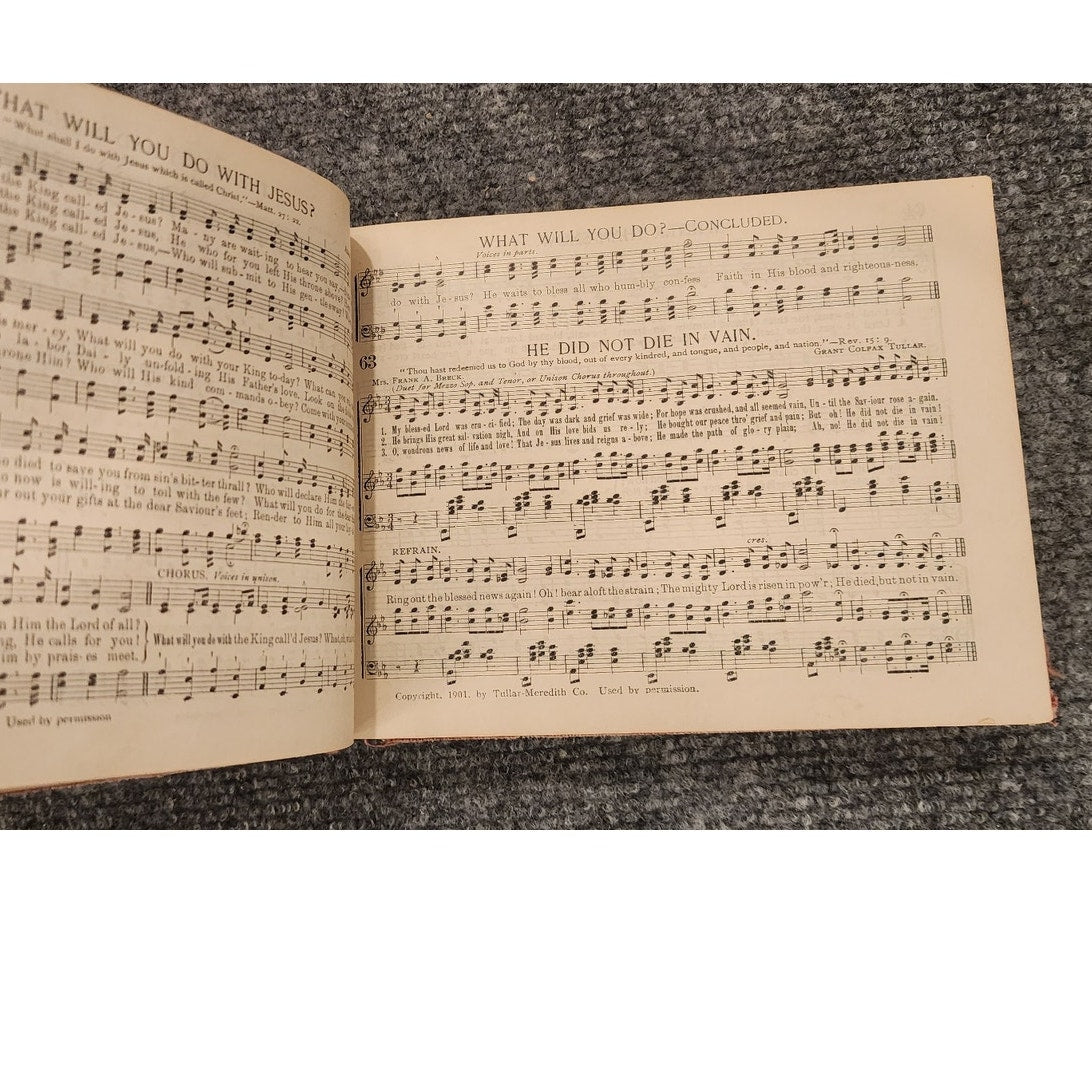 Christ in Song F E Belden 1908 Hardcover Hymnal Cloth Bound Antique SDA