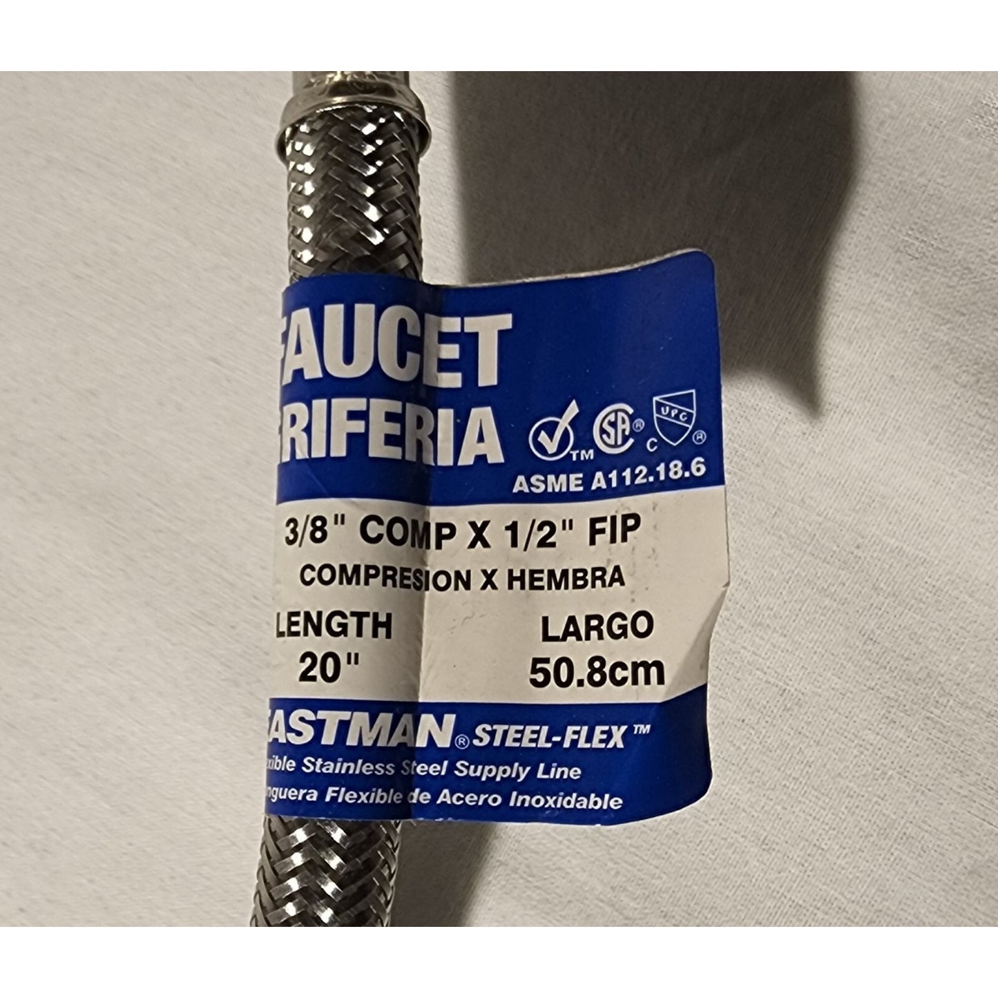 Eastman - Faucet Steel-Flex 20" Hose - 3/8" Comp x 1/2" FIP - 48005N - FREE SHIP