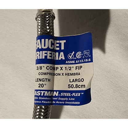 Eastman - Faucet Steel-Flex 20" Hose - 3/8" Comp x 1/2" FIP - 48005N - FREE SHIP