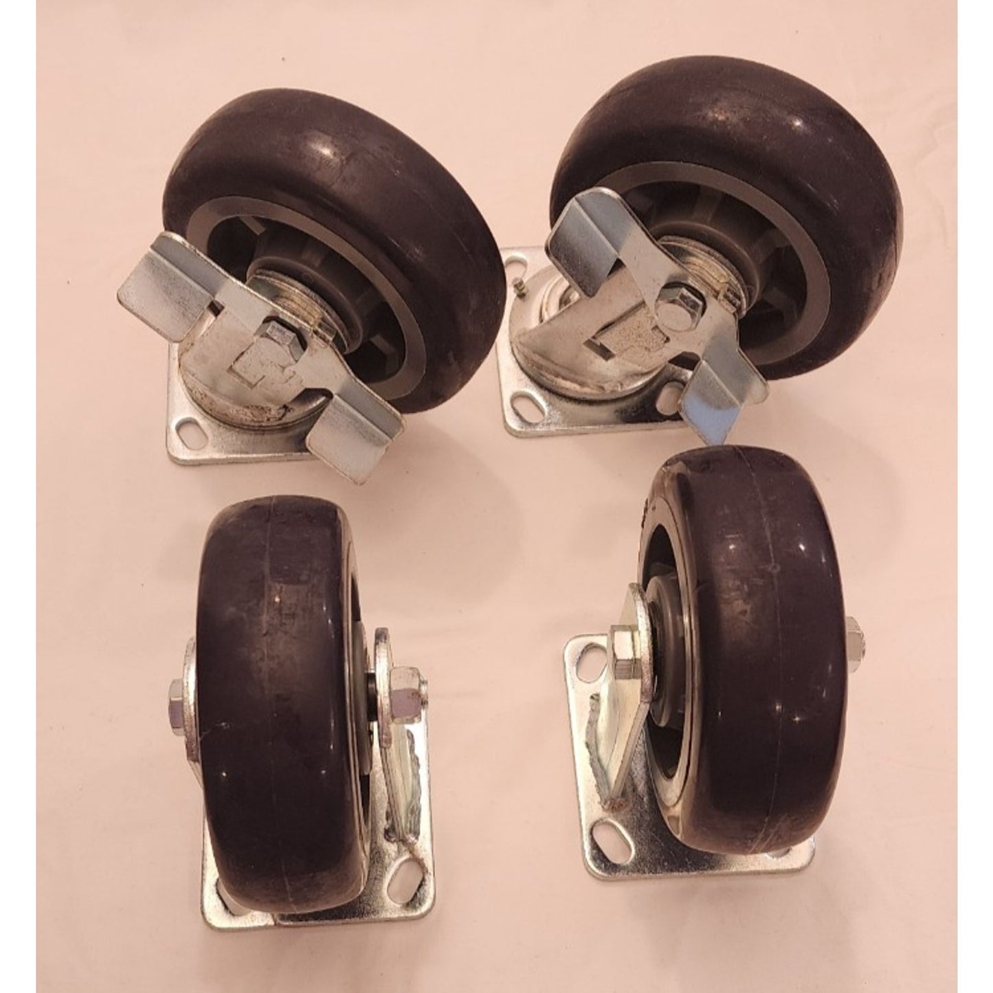 6 x 2 inch- Polyurethane -Caster Wheels -2 Stationary & 2 Swivel Locking - plate