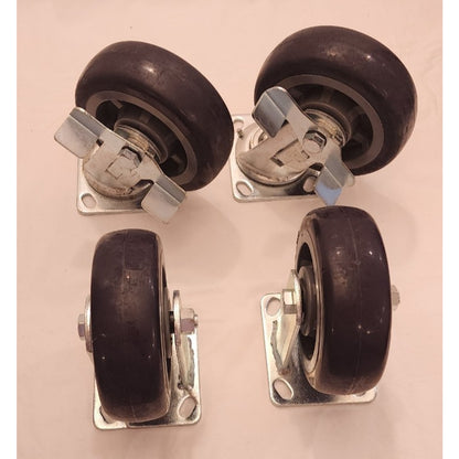6 x 2 inch- Polyurethane -Caster Wheels -2 Stationary & 2 Swivel Locking - plate