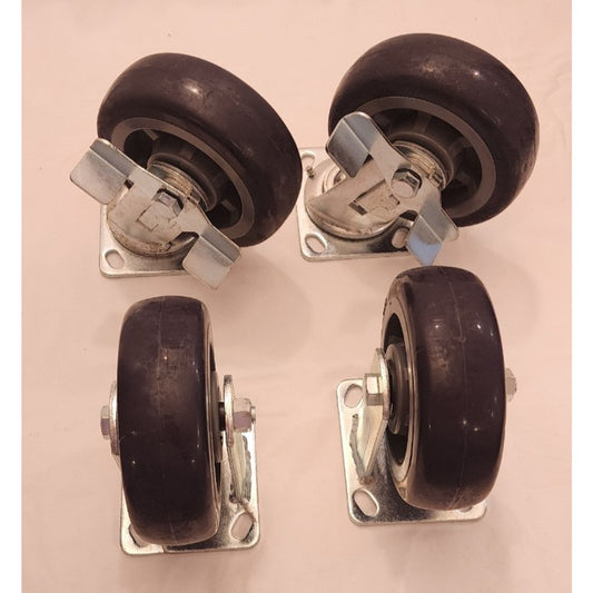 6 x 2 inch- Polyurethane -Caster Wheels -2 Stationary & 2 Swivel Locking - plate