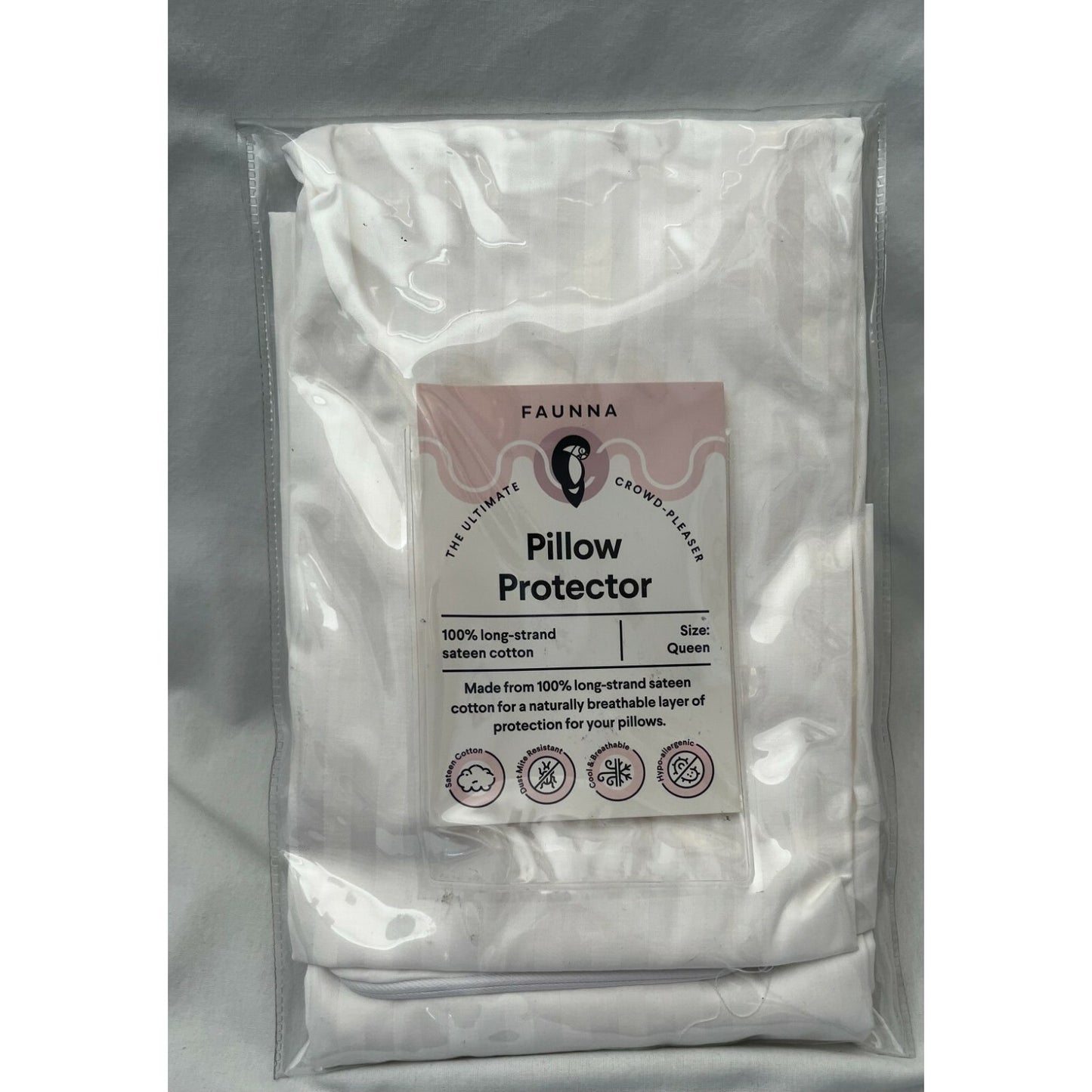 FAUNNA -Zippered Pillow Protector Covers - Queen - 2 Pack