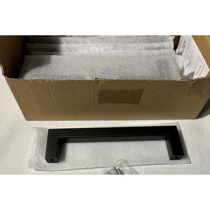 Pack of 10 - LSJ12BK128 Square Black Kitchen Closet Drawer Pull 5.5" -5" Centers