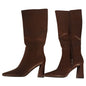 Meolee Chunky Heel Knee High Boots Brown Size 9 – New (No Box)