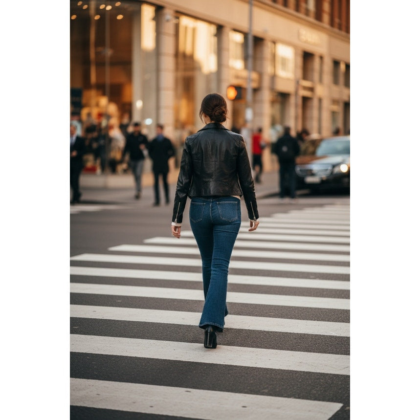 Flare Leg Bottom Jeans, Cross waist - Size XL