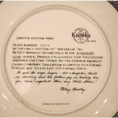 Knowles Plate Batter Up Norman Rockwell Heritage Collection COA Vintage #7757A
