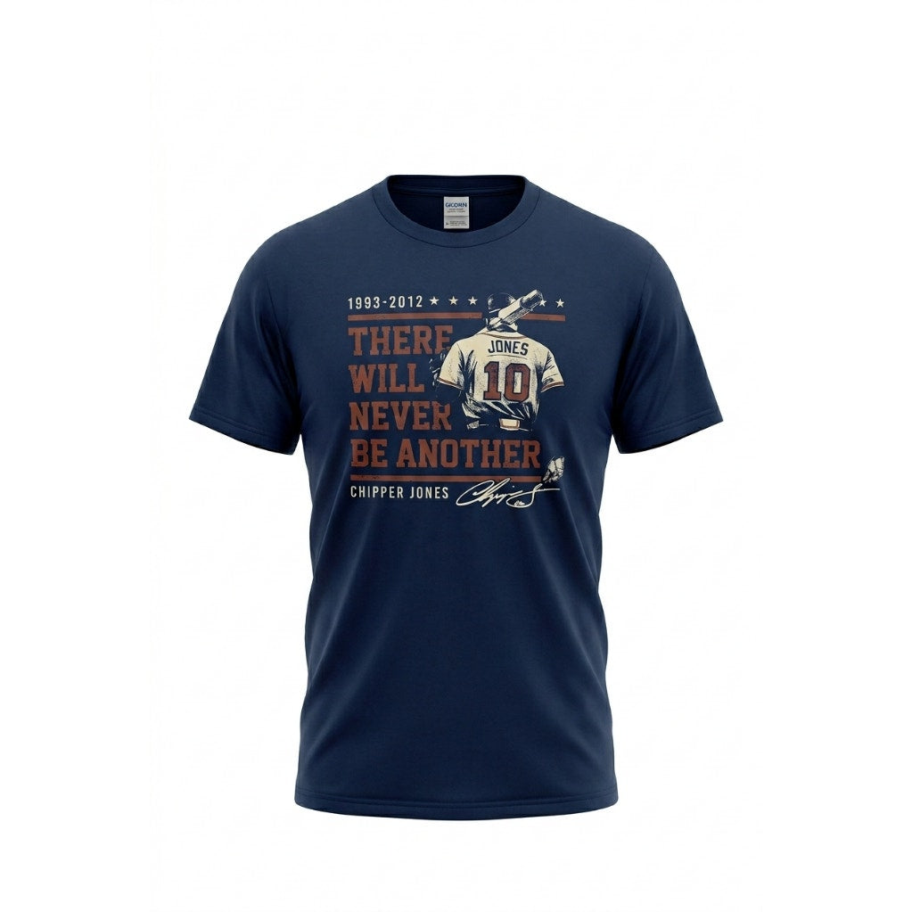 Gildan Chipper Jones Tribute Tee 2XL Navy “There Will Never Be Another”