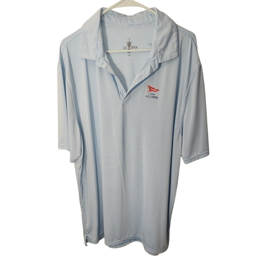 LACC 123rd US Open Mens 2XL Light Blue Pinstripe Golf Polo Shirt Los Angeles