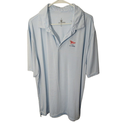 LACC 123rd US Open Mens 2XL Light Blue Pinstripe Golf Polo Shirt Los Angeles