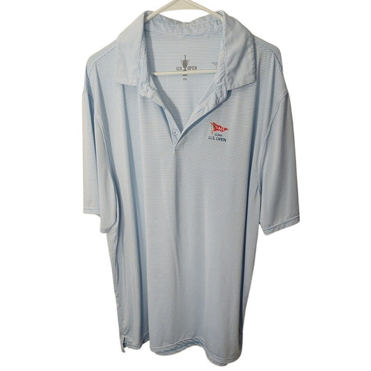 LACC 123rd US Open Mens 2XL Light Blue Pinstripe Golf Polo Shirt Los Angeles