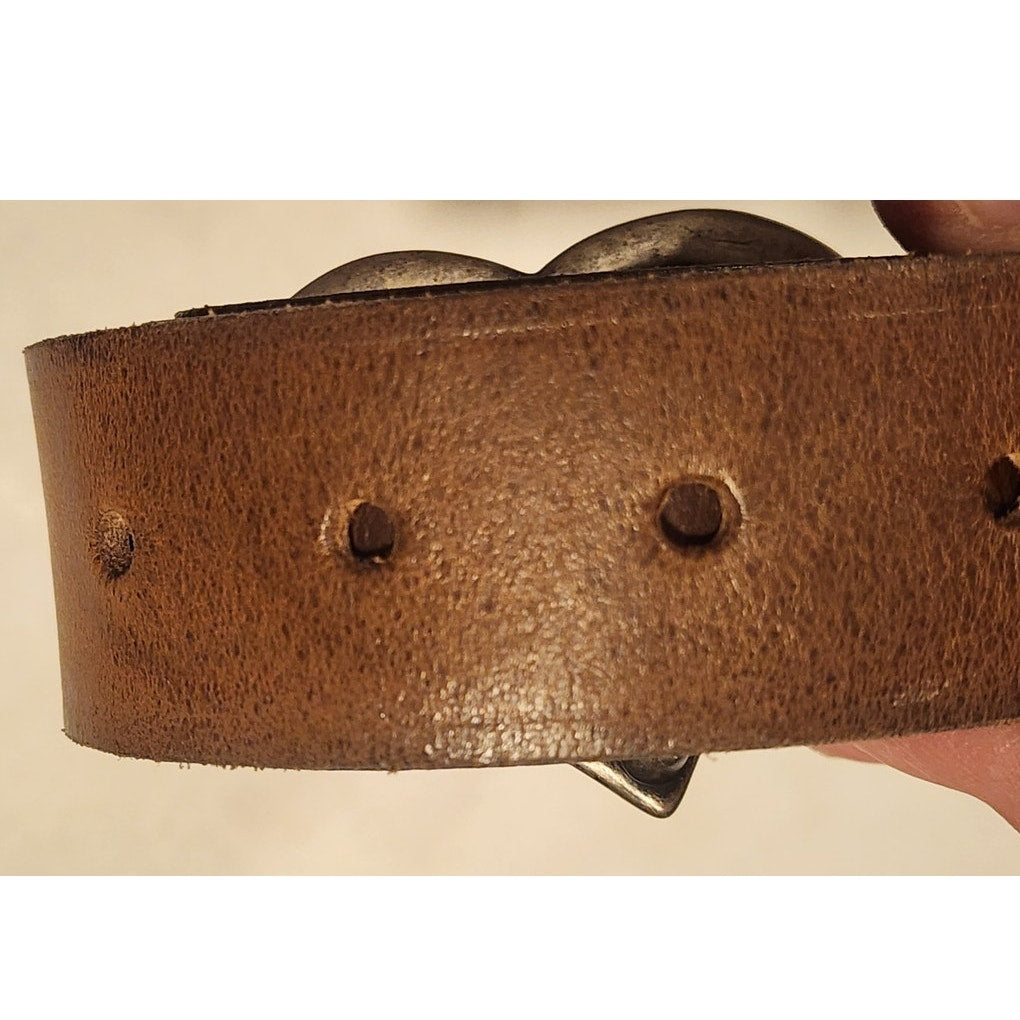 Faded Glory Womens Size 2XL Brown Belt Brushed Silver Heart Buckle Western Boho