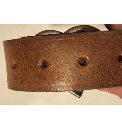 Faded Glory Womens Size 2XL Brown Belt Brushed Silver Heart Buckle Western Boho