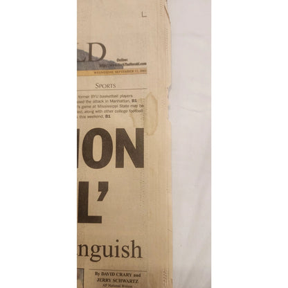 9/11 newspapers - Salt Lake Tribune and Provo Daily Herald 9/12/2001 -