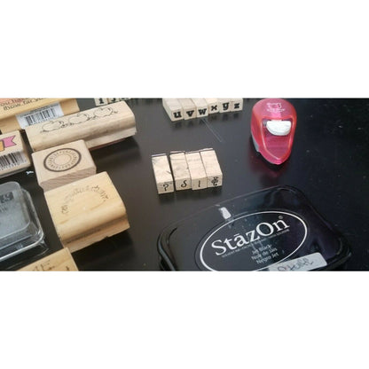 Rubber Stamp Lot,1 full alphabet, many other stamps. large, med, small - Ink too