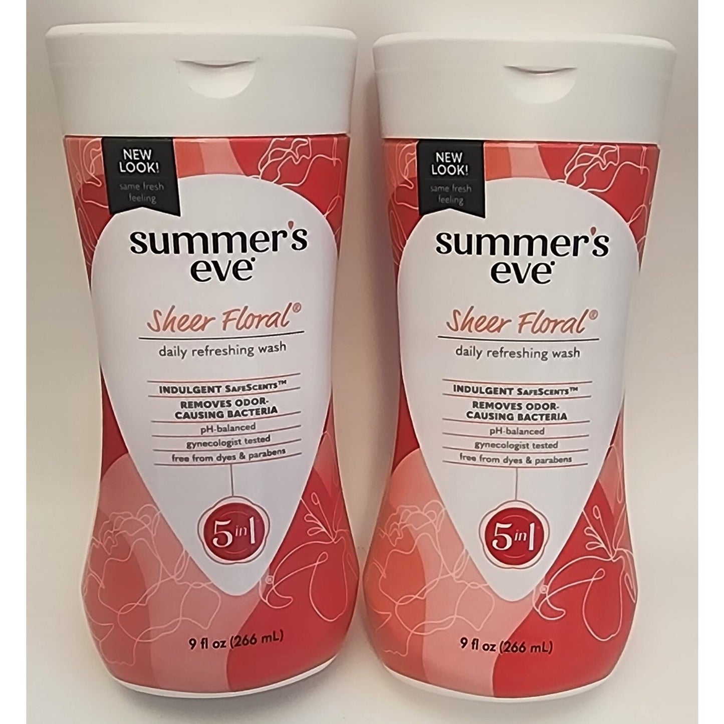 Lot of 2 - Summer's Eve Daily Refreshing Wash -Sheer Floral - 9 fl oz each - New