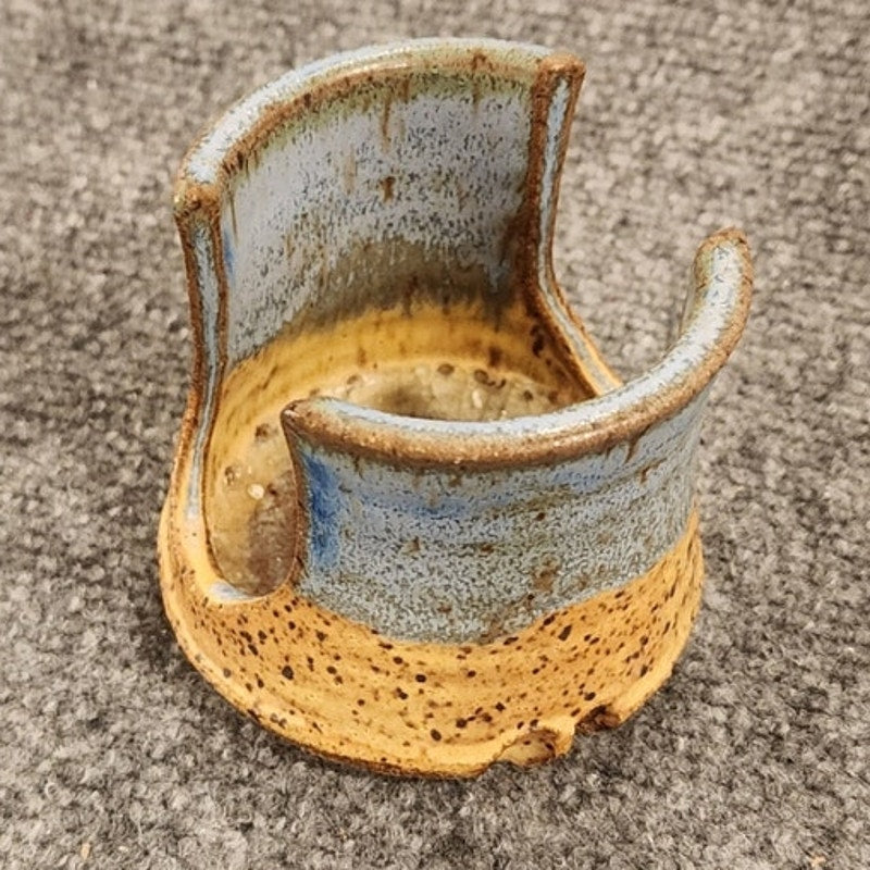 Vintage Studio Art Pottery Kitchen Sponge Holder Neutral Drip Glaze GES